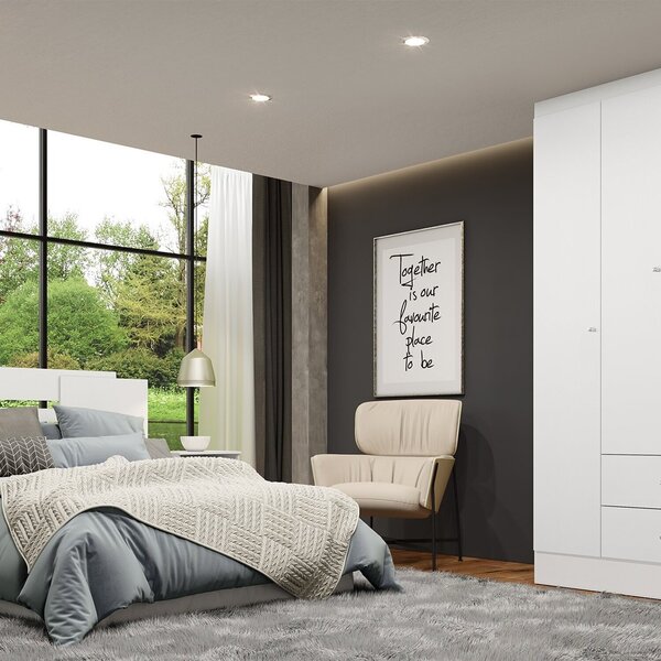 Guarda-roupa De Solteiro 3 Portas Thb Astro Branco / Rosa