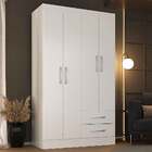 Guarda-roupa De Solteiro 4 Portas 2 Gavetas Hera Branco - Mov