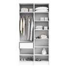 Guarda-Roupa de Solteiro 4 Portas de Abrir com Gaveta Prateleiras e Cabideiro MDP Branco EVO'M Spaceo