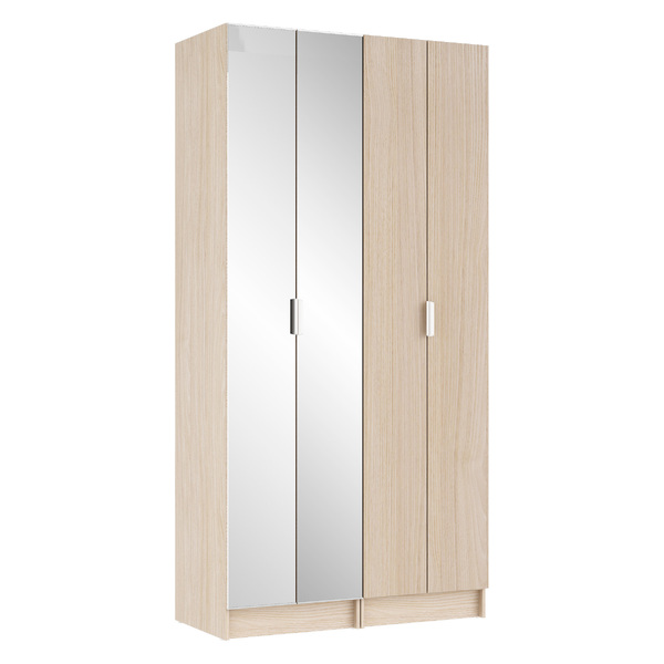 Guarda-Roupa de Solteiro com Espelho 4 Portas de Abrir com 1 Gaveta MDP Oásis 243,2x119,6x54cm EVO'M Spaceo