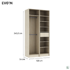 Guarda-Roupa de Solteiro com Espelho 4 Portas de Abrir com 1 Gaveta MDP Oásis 243,2x119,6x54cm EVO'M Spaceo