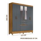 Guarda Roupa De Solteiro Com Espelho 177cm Freijó Cinza New M