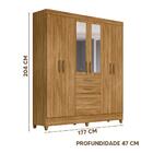 Guarda Roupa De Solteiro Com Espelho 177cm Freijó New Mafra M
