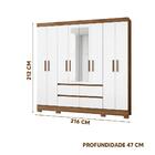 Guarda Roupa De Solteiro Com Espelho 8 Portas Naturale Branco