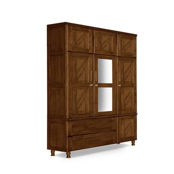 Guarda Roupa De Solteiro Madeira Maciça Duplex Com Espelho Ch