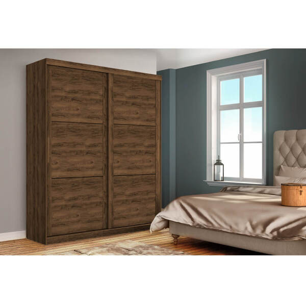 Guarda Roupa De Solteiro Prático 2 Portas Jacarandá