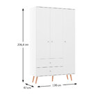 Guarda Roupa De Solteiro Retrô 3 Portas 2 Gavetas Branco - Mo