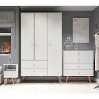 Guarda Roupa De Solteiro Retrô 3 Portas 2 Gavetas Branco - Mo