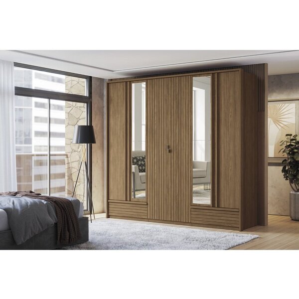 Guarda-roupa Democrata 06 Pts Com Espelho Jatoba