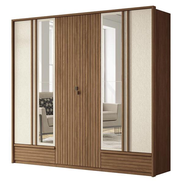 Guarda Roupa Democrata Ripado 6 Portas Com Espelho - Santos A