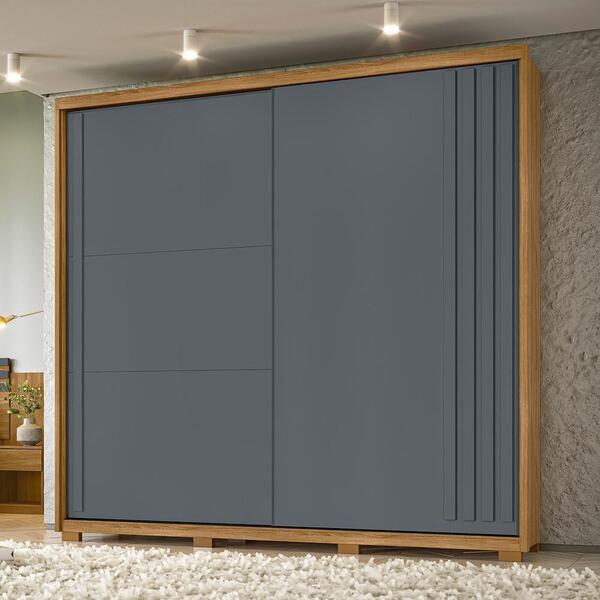 Guarda Roupa Dhara 3 Portas 2 Gavetas Freijo Cinza