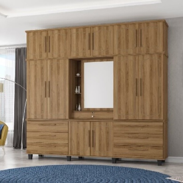 Guarda Roupa Diamante Capelinha C/espelho Nature - Fabri Móve