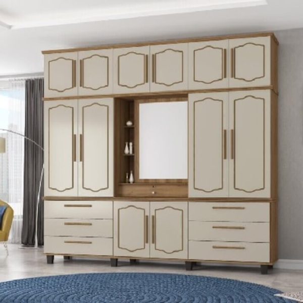 Guarda Roupa Diamante Capelinha C/espelho Nature/off White -