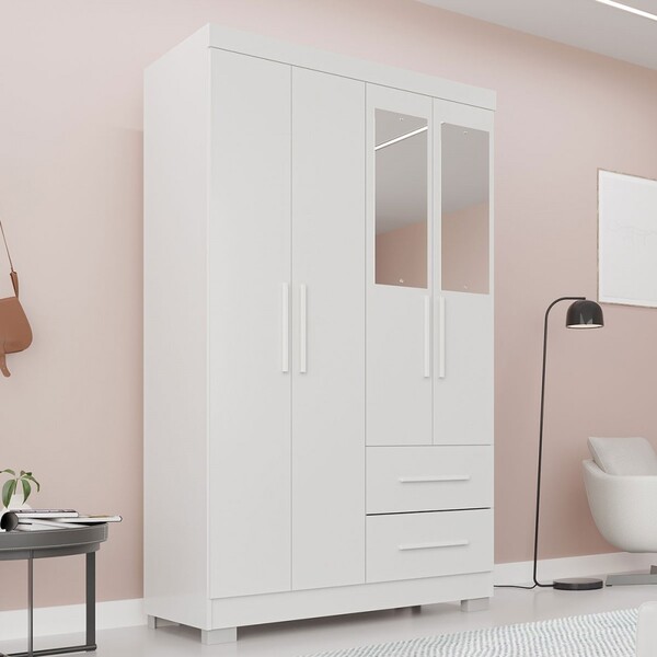 Guarda-roupa Diamante Premium 4 Portas 2 Gavetas Com Pés E Es