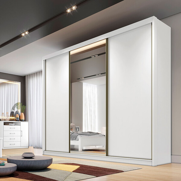 Guarda-roupa Diamond Plus Com 1 Porta Espelho Peliculado 3 Po