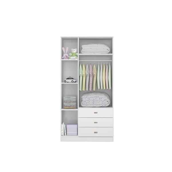 Guarda Roupa Ditália 3 Portas 3 Gavetas Bb-322 Branco