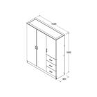 Guarda Roupa Ditália 3 Portas 3 Gavetas Dm-574 Branco