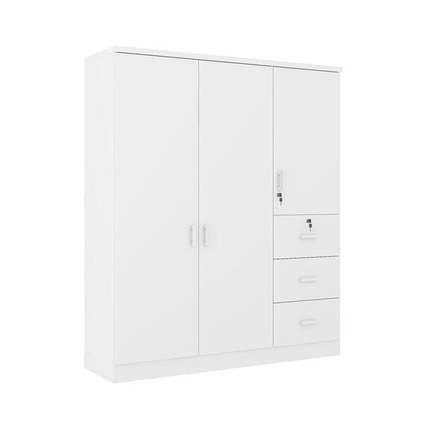 Guarda Roupa Ditália 3 Portas 3 Gavetas Dm-574 Branco
