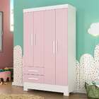Guarda Roupa Diversão 4 Portas 2 Gavetas Branco/ Rosa - Rodial