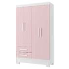 Guarda Roupa Diversão 4 Portas 2 Gavetas Branco/ Rosa - Rodial