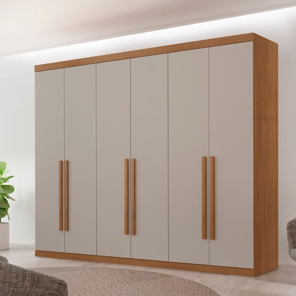 Guarda Roupa Divino Casal 6 Portas 4 Gavetas Mdf Imbuia/off W