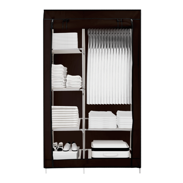 Guarda Roupa Dobrável Organizador De Roupa Arara Marrom