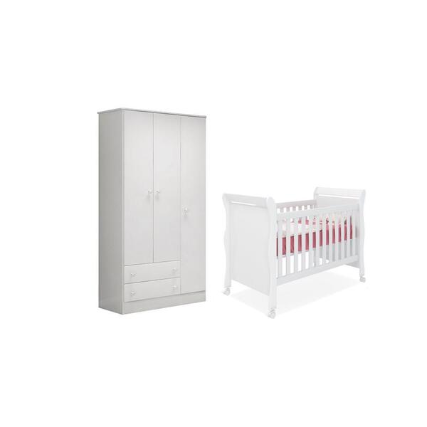 Guarda Roupa Doce Sonho E Berço Mini Cama Colonial Baby Branc