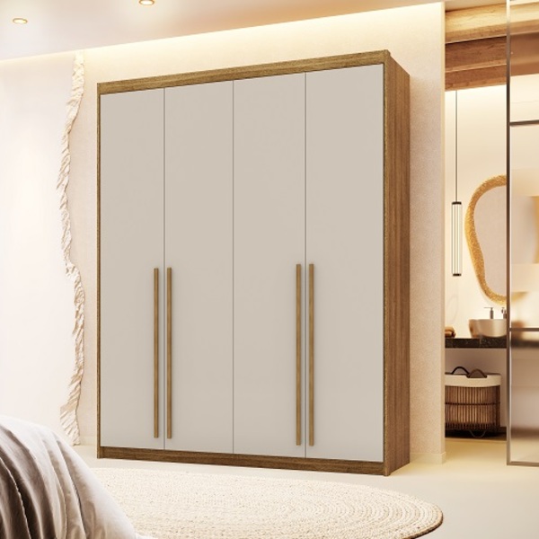 Guarda Roupa Dubai 4 Portas Nature/fendi - Vila Rica Móveis