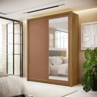 Guarda Roupa Dubai Com Espelho 2 Portas De Correr Nature Cama