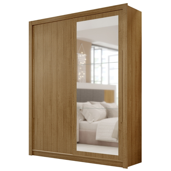 Guarda Roupa Dubai Com Espelho 2 Portas De Correr Nature Vr