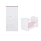 Guarda Roupa E Berço Que Vira Mini Cama Doce Sonho Branco/ros