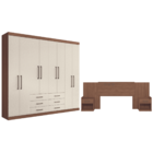 Guarda Roupa E Cabeceira Extensível Julita Jatobá Areia