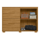 Guarda Roupa E Cômoda Dubai Ripado Com Espelho Freijó