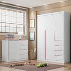 Guarda Roupa E Cômoda Infantil Eloá Branco Rosê Phoenix Baby