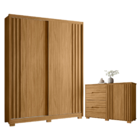 Guarda Roupa E Cômoda Pequim Ripado Freijó