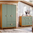 Guarda Roupa E Cômoda Sapateira Cambará Cinamomo Sálvia