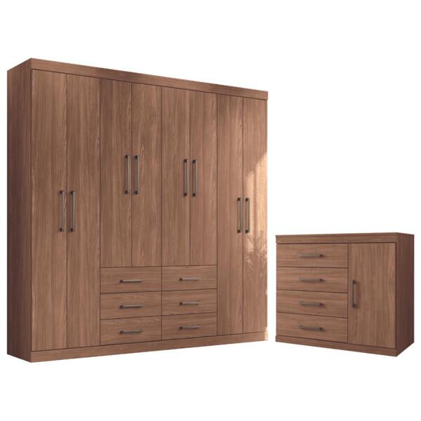 Guarda Roupa E Cômoda Sapateira Finlândia Jatobá Areia