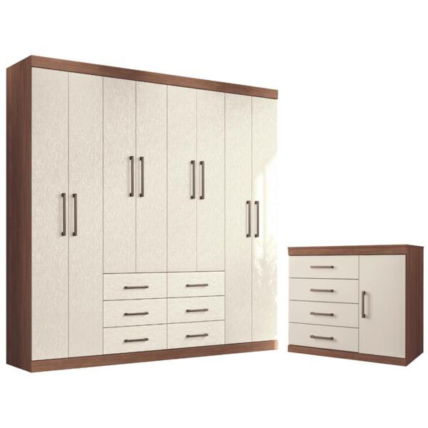 Guarda Roupa E Cômoda Sapateira Finlândia Jatobá Areia