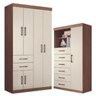 Guarda Roupa E Cômoda Sapateira Ontário Jatobá Areia