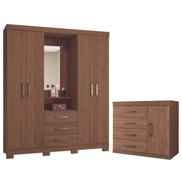 Guarda Roupa E Cômoda Sapateira Ottawa Jatobá