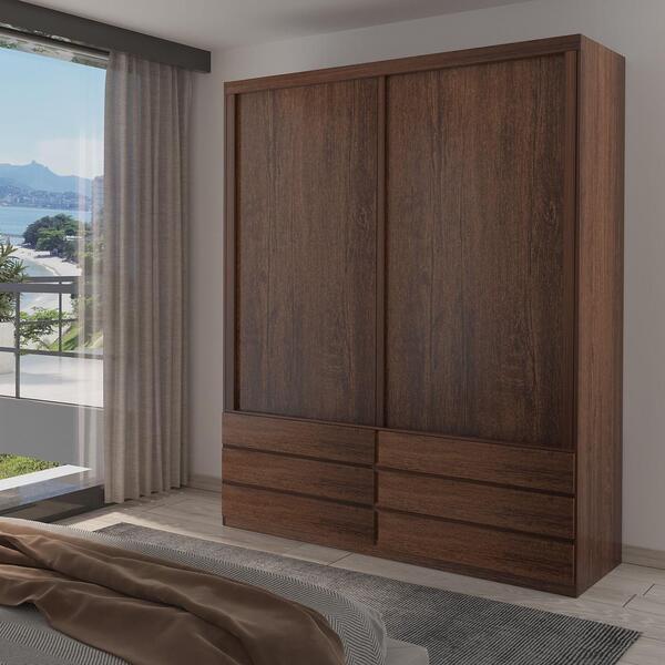 Guarda-roupa Eco 08 100% Mdf 2 Portas 6 Gavetas Bom Pastor