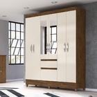 Guarda Roupa Eden Castanho Wood Baunilha Com Espelho