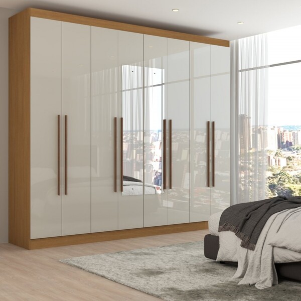 Guarda-roupa Ele E Ela 8 Portas 8 Prateleiras Com Espelho Cin