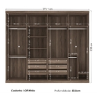 Guarda Roupa Ele Ela 8 Portas Com Espelho Castanho Off White