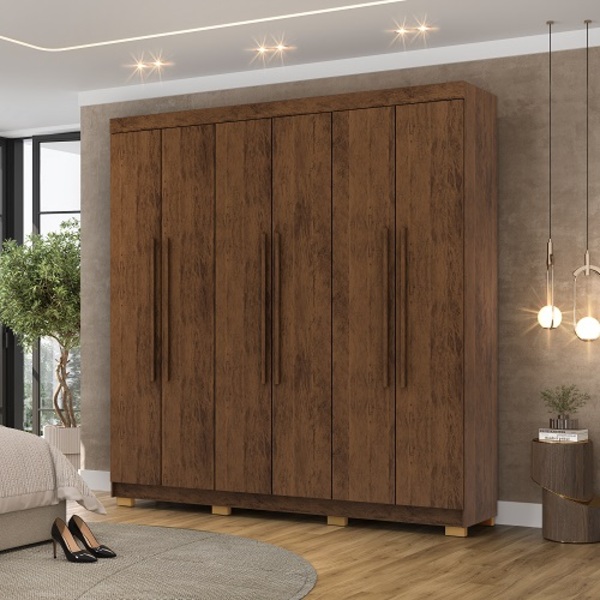 Guarda Roupa Elegance 6 Portas Imbuia/rústico - Vila Rica Móv