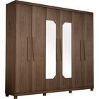 Guarda-roupa Em Mdp E Mdf Com Espelho E Pés 6 Portas E 5 Gave