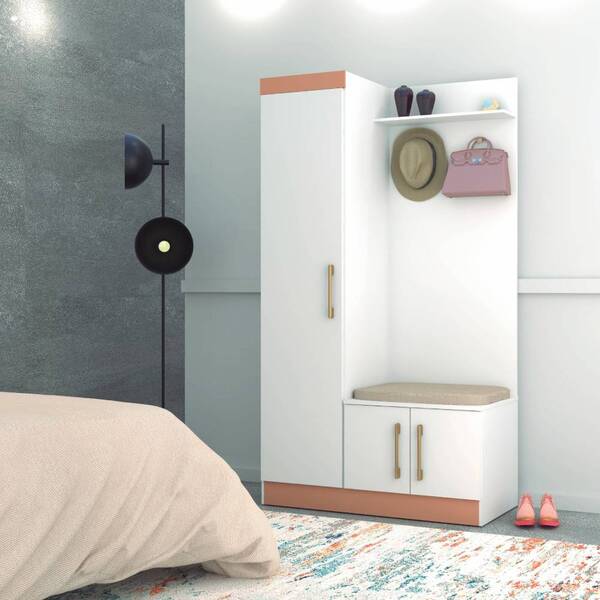 Guarda Roupa Eras 100cm 3 Portas 2 Ganchos Branco Camarim Tan