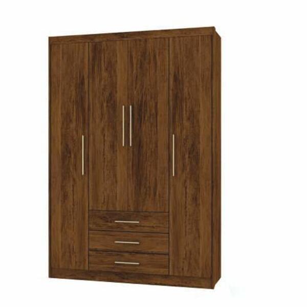 Guarda Roupa Espanha 4 Portas E 3 Gavetas Imbuia Rustico - Vlr