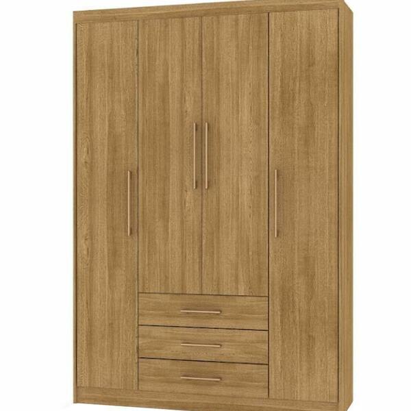 Guarda Roupa Espanha 4 Portas E 3 Gavetas Nature/alasca - Vlr