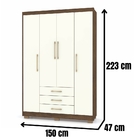 Guarda Roupa Espanha 4 Portas Imbuia Champanhe Vila Rica